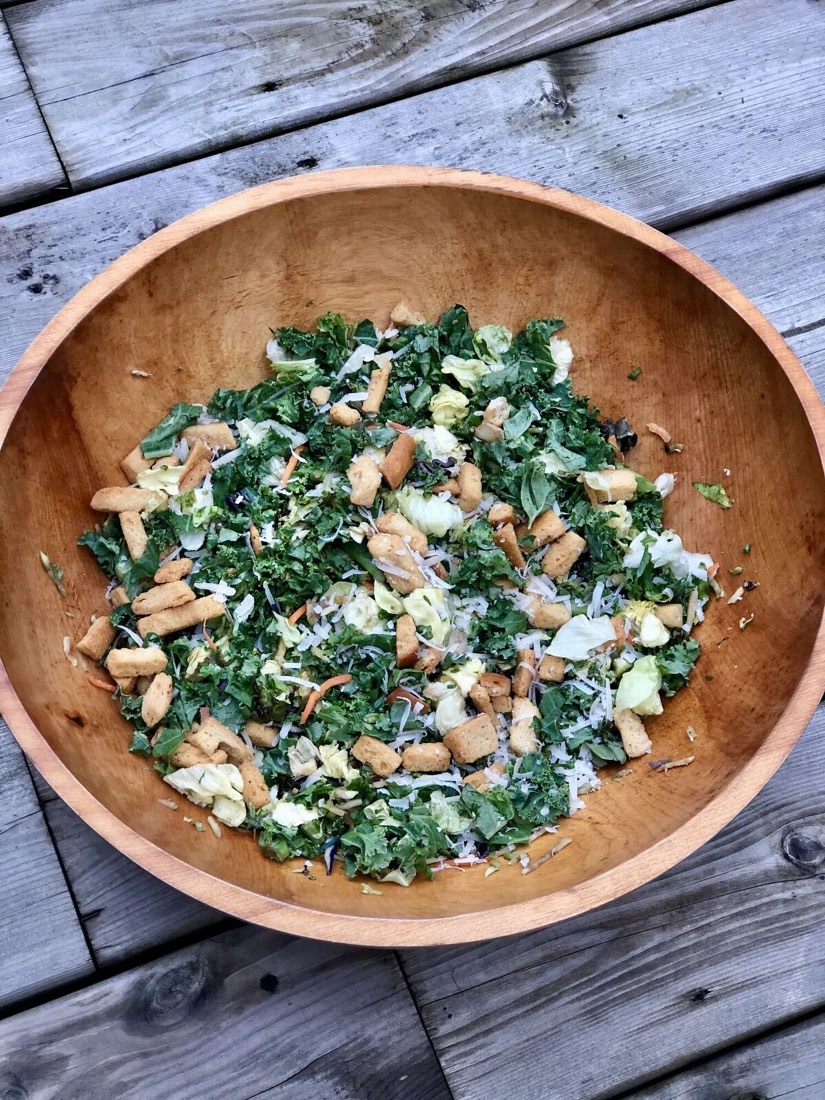 Creamy Kale Caesar Salad