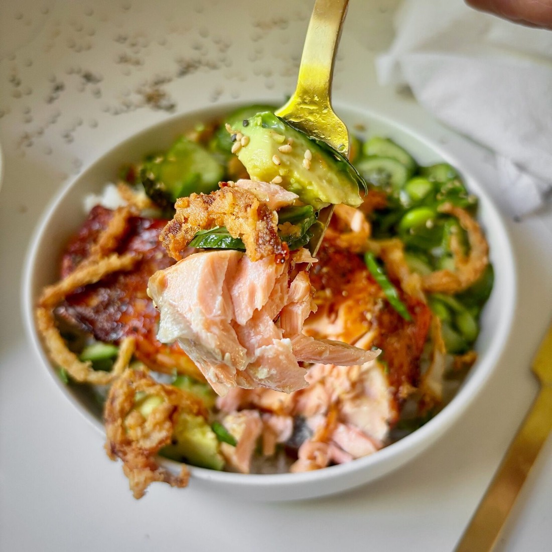 Crunchy Salmon Rice Bowls
