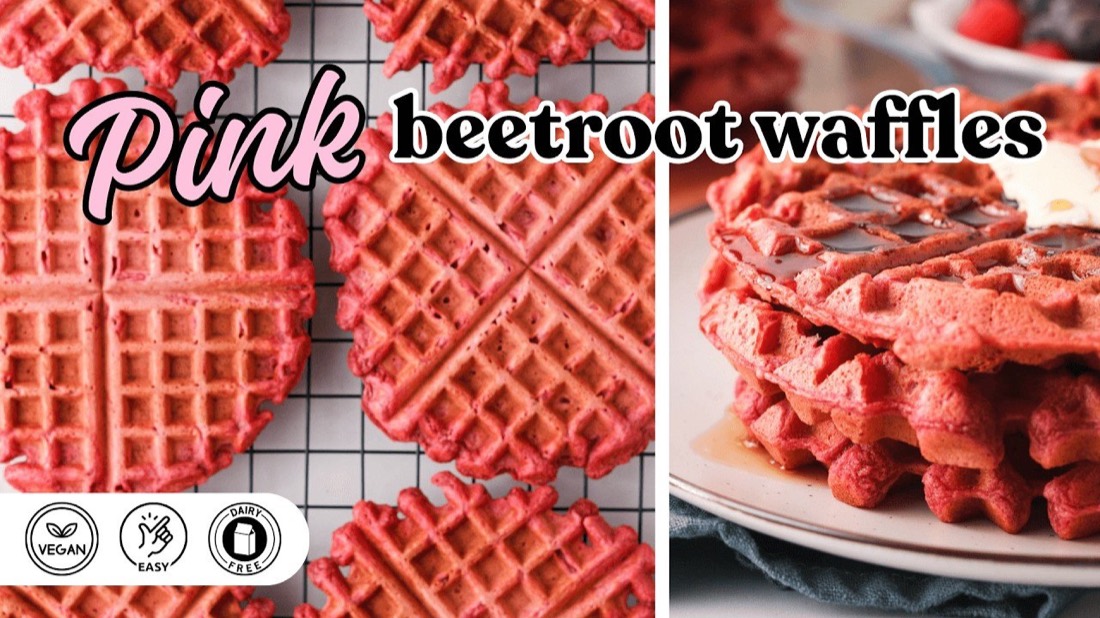 Naturally Pink Waffles (thanks to Beetroot Powder!)