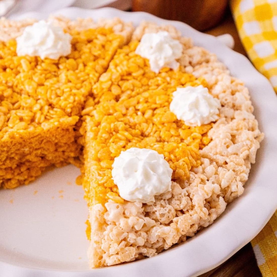 Pumpkin Spice Rice Krispie Treats Shaped Like Pie