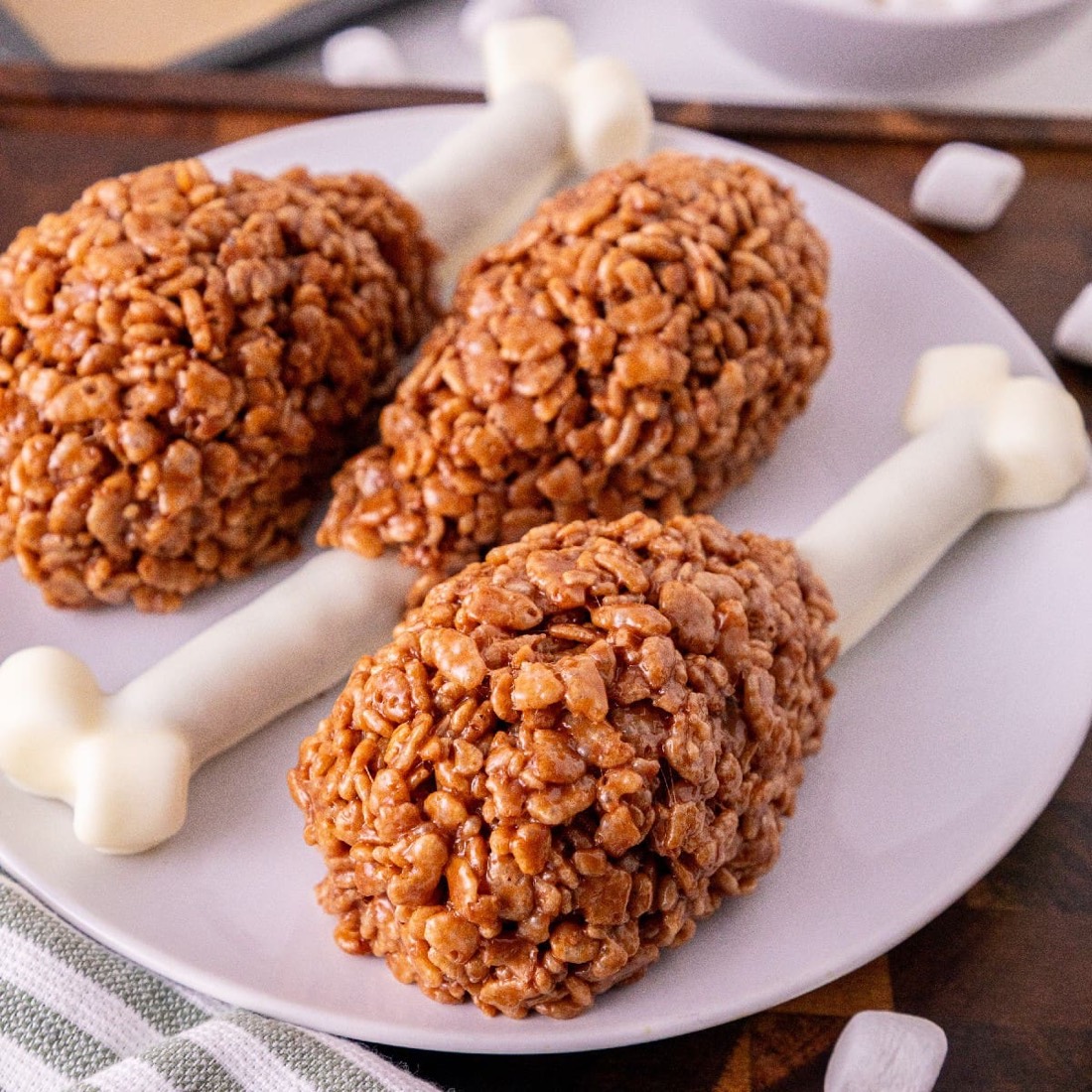 Rice Krispie Turkey Leg Treats Using Pretzel Bones