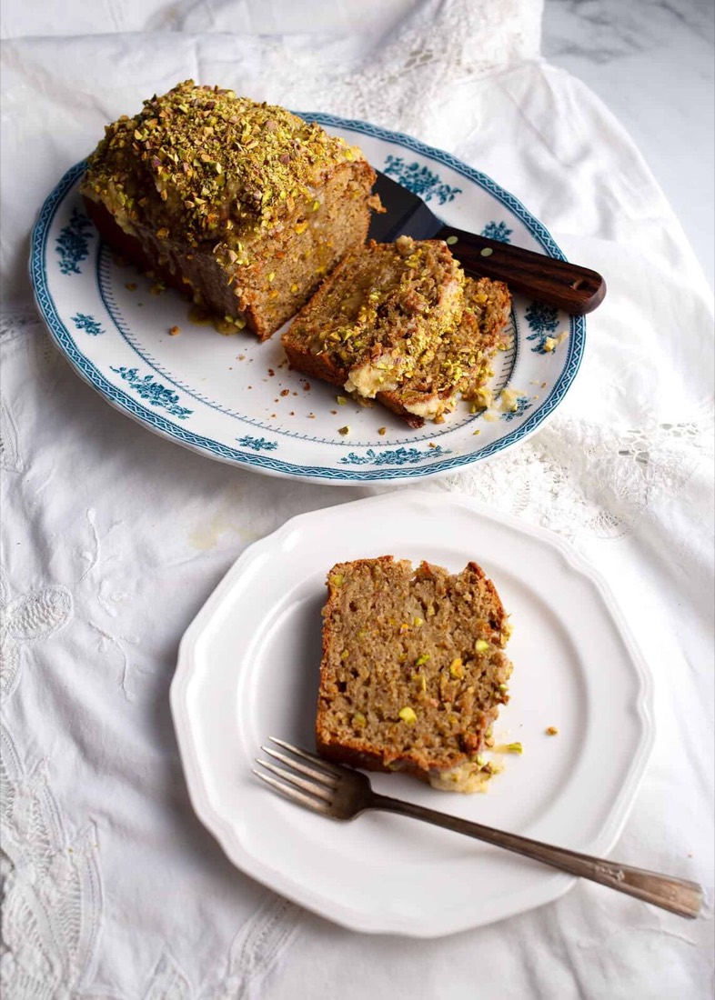 Sweet Eggplant & Pistachio Quick Bread